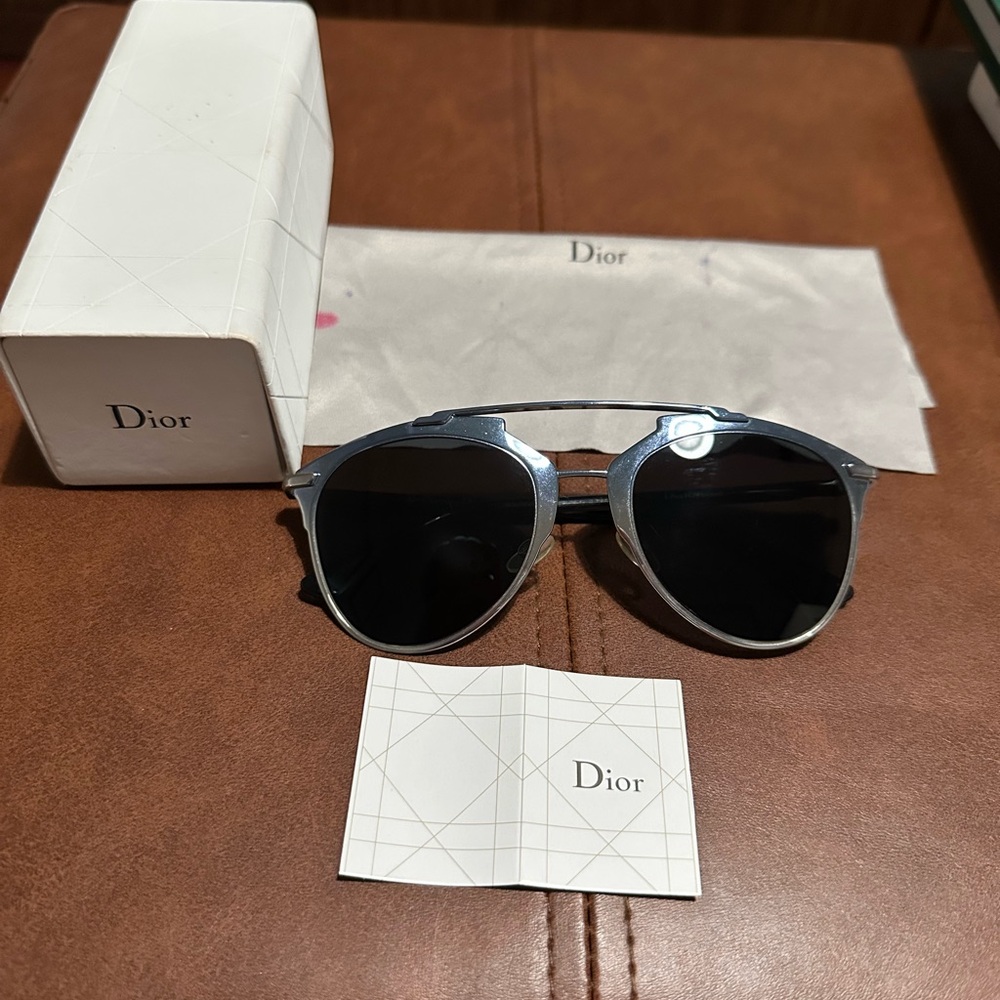 Dior Silver and Blue Sunglasses aviators